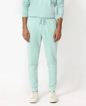 Rare Rabbit Men's Shiga Light Blue Cotton Polyester Fabric Drawstring Closure Regular Fit Mid Rise Trackpant