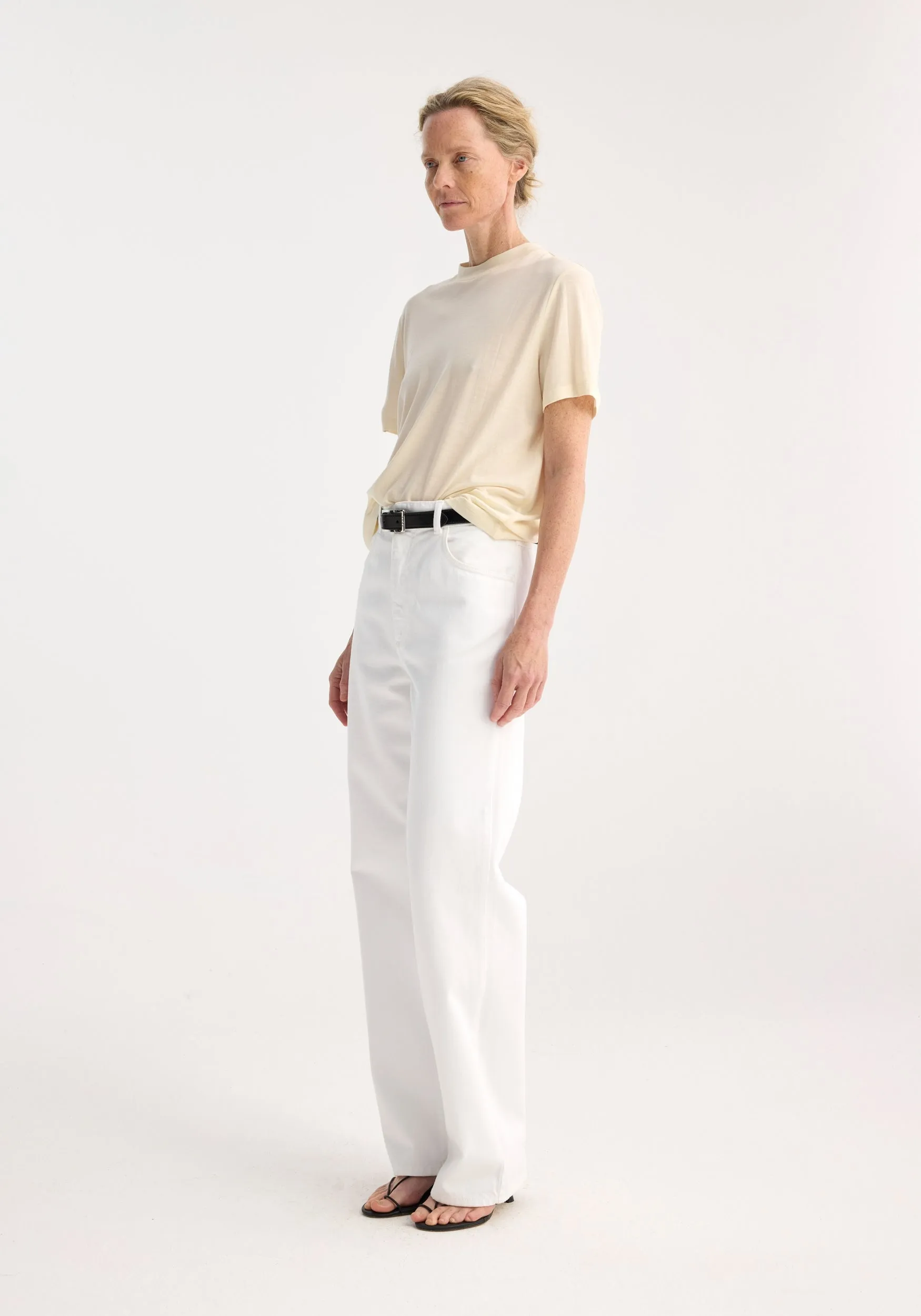 Relaxed wool t-shirt | cream