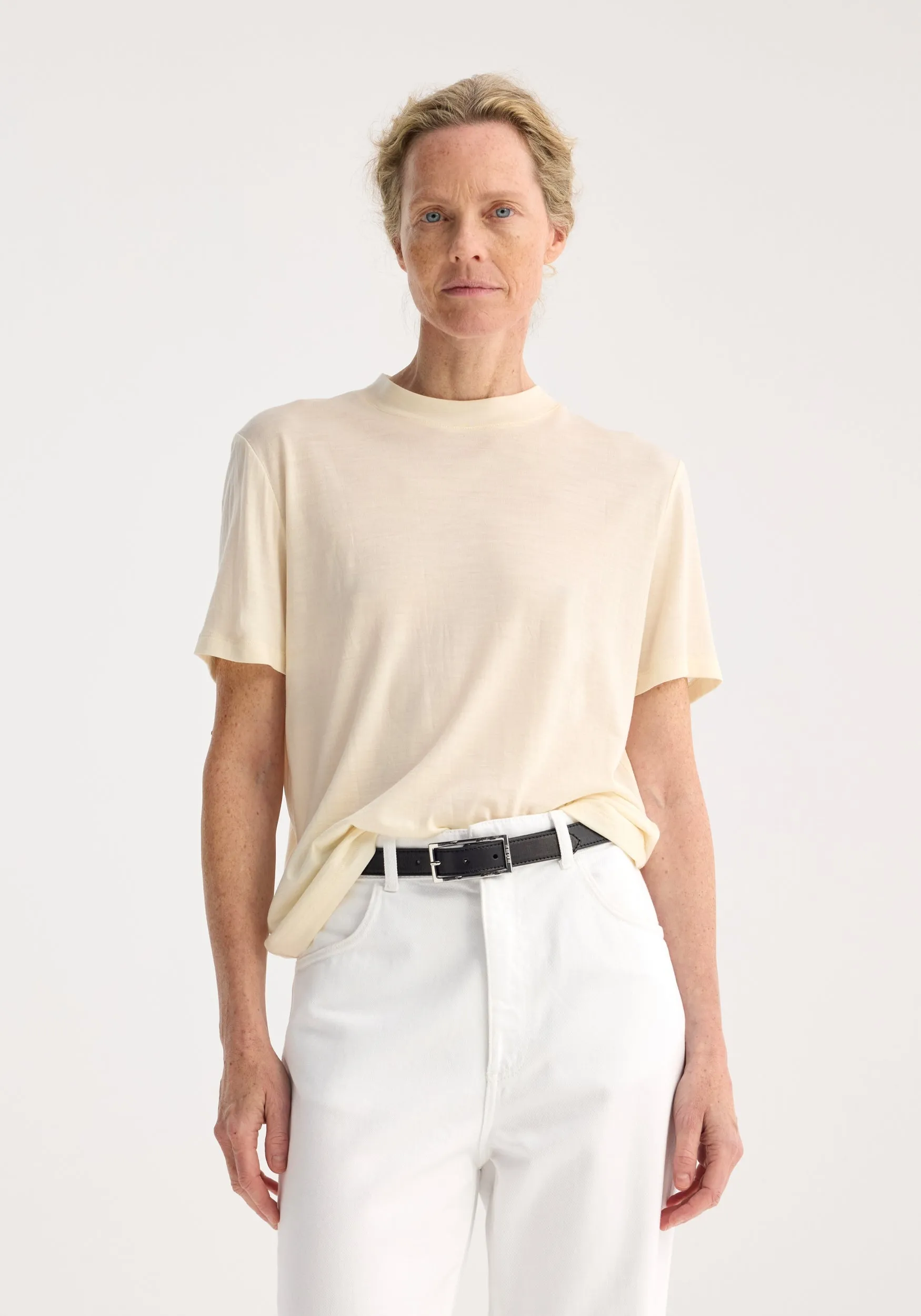 Relaxed wool t-shirt | cream