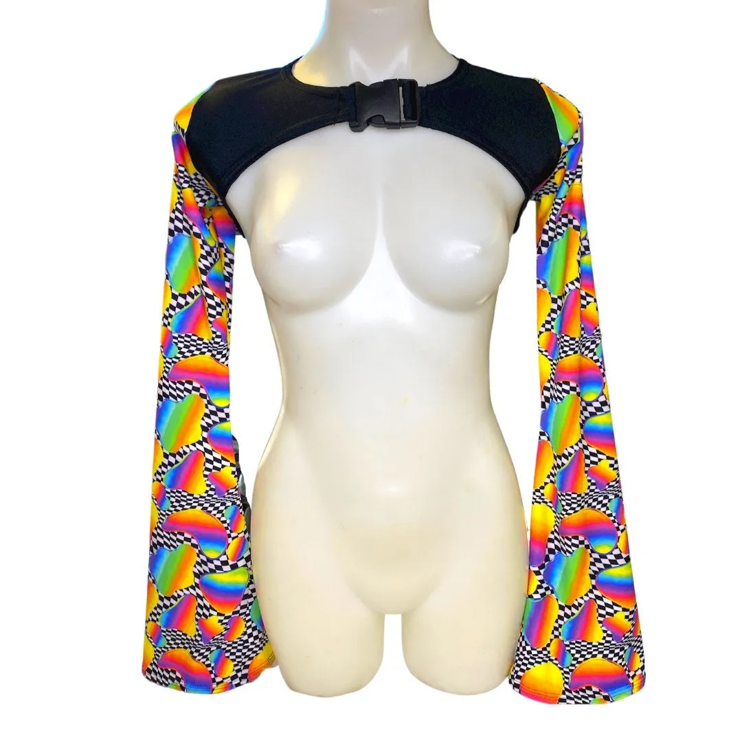 RETRO RAVE  | Long Bell Sleeve Buckle Top, Women's Festival Top, Rave Top