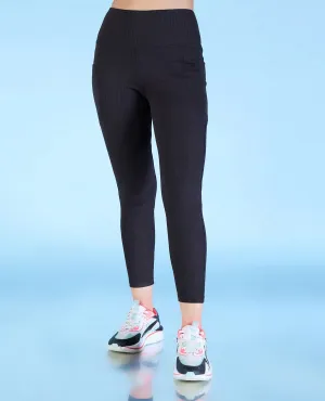 Ribbed High Waisted Leggings Black