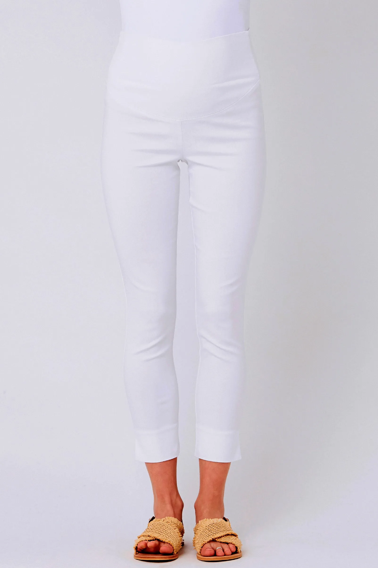 Sara Crop White Maternity Pants Ripe