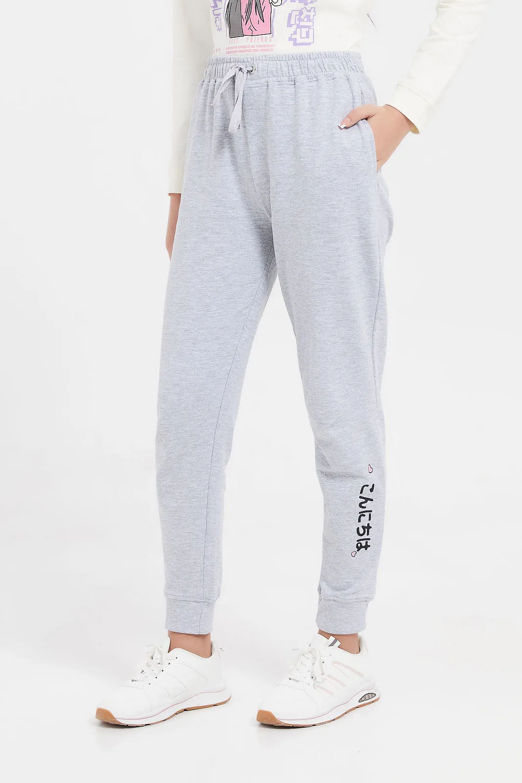 Senior Girls Grey Plain Track Pants