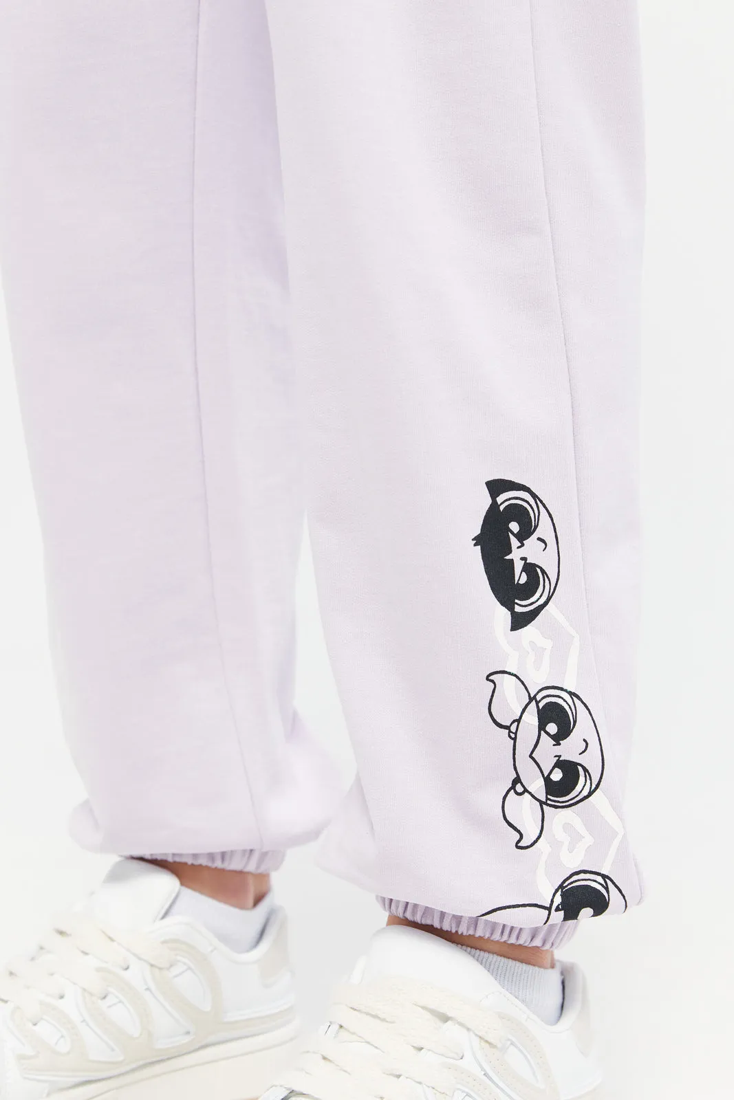 Senior Girls Lilac Power Puff Printed Track Pants