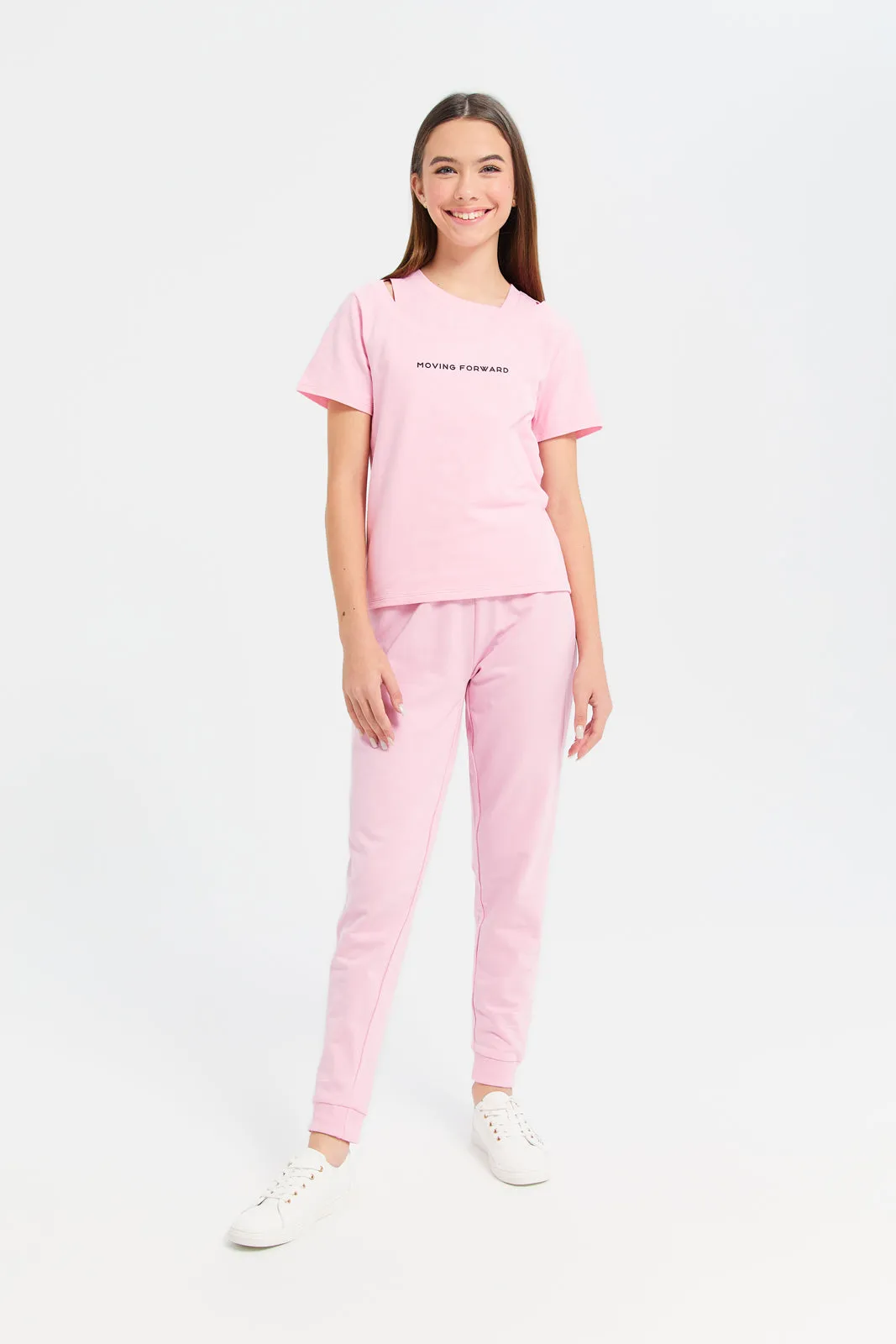 Senior Girls Pink Basic Track Pants