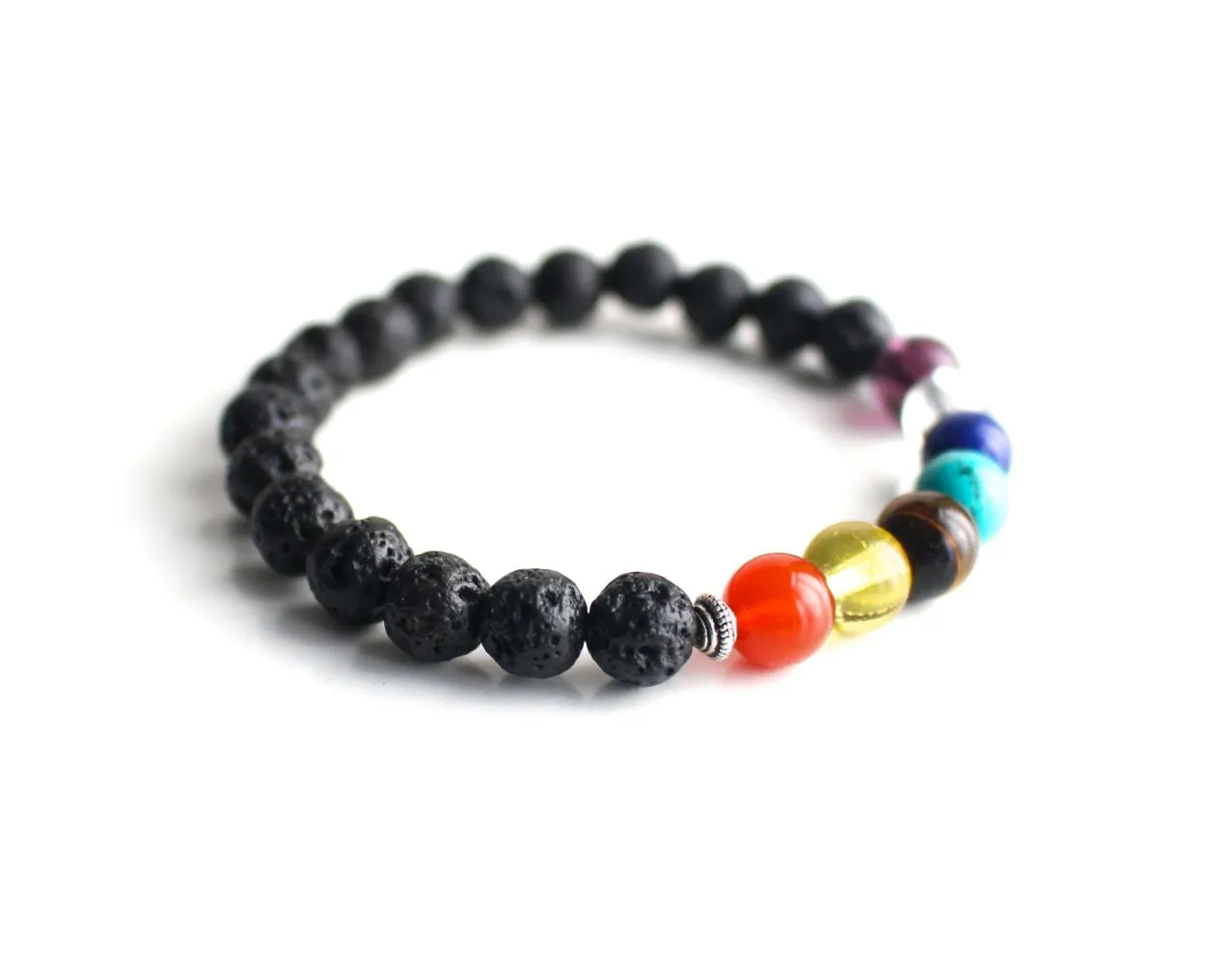 Seven  Chakra  Lava Bead Bracelet Yoga Jewelry