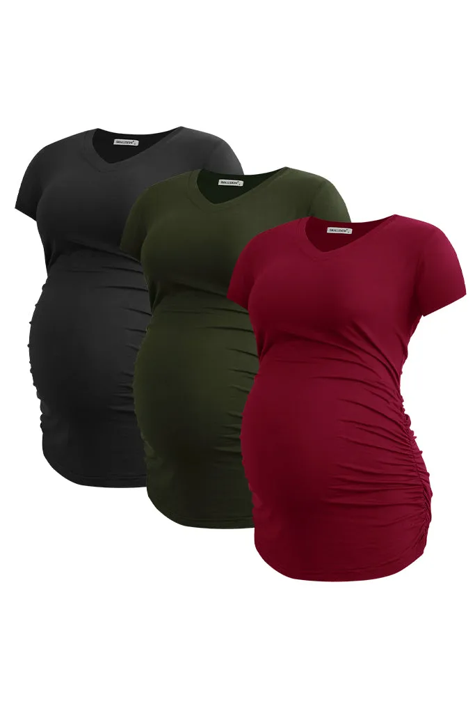 Smallshow V Neck Maternity Tops 3-Pack