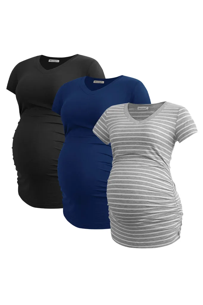 Smallshow V Neck Maternity Tops 3-Pack