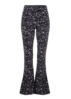 Stardust Star Print Bell Bottoms High Waisted Flared Wide Leg Pants