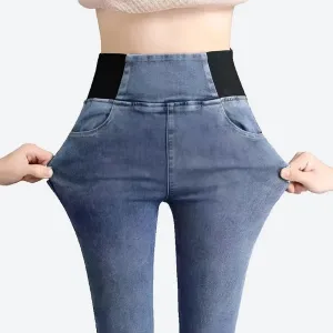 Stretchy High-Waisted Maternity Denim Trousers