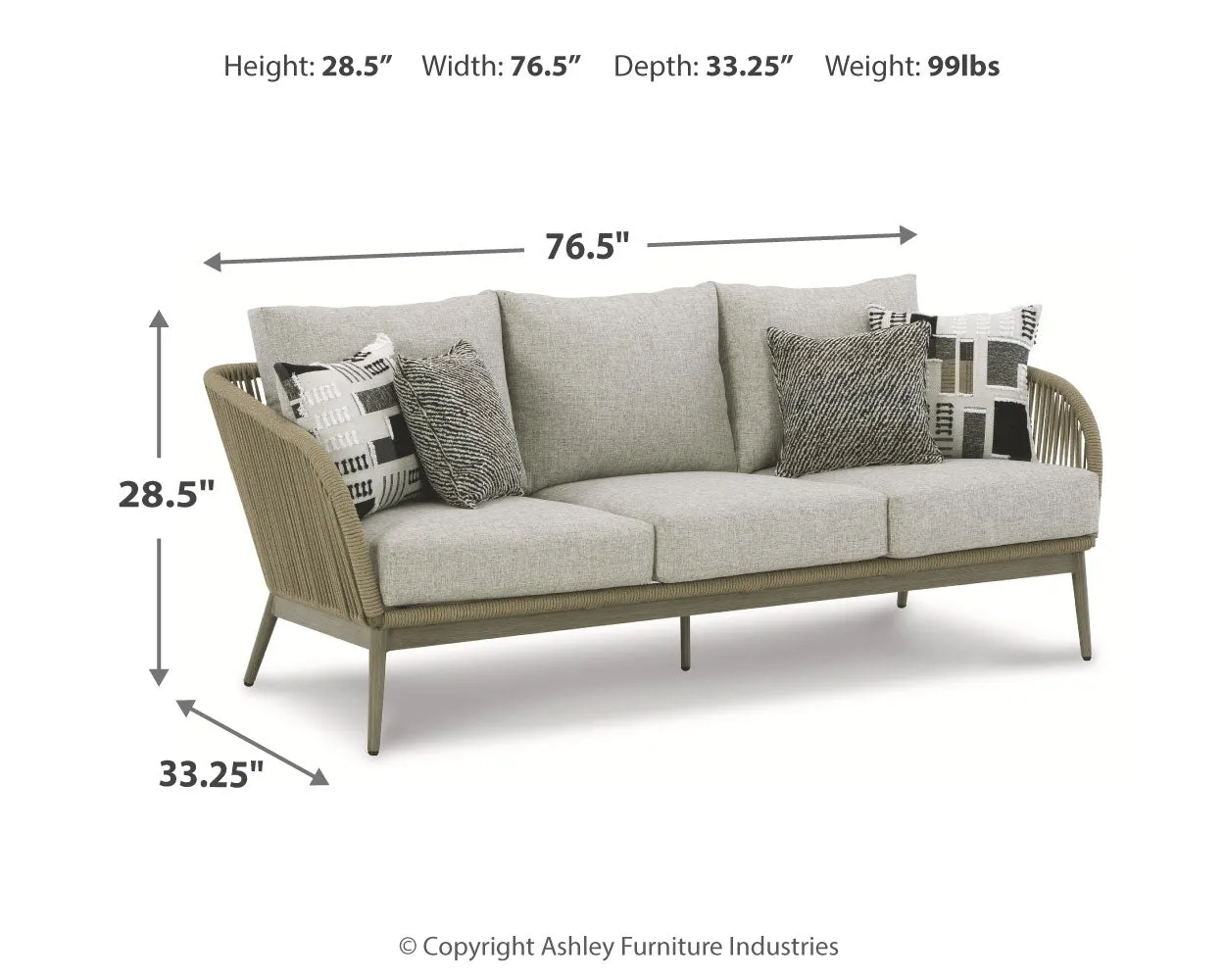 Swiss Valley Outdoor Sofa and  2 Lounge Chairs with Coffee Table and 2 End Tables in Beige