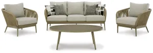 Swiss Valley Outdoor Sofa, Loveseat and 2 Lounge Chairs with Coffee Table in Beige