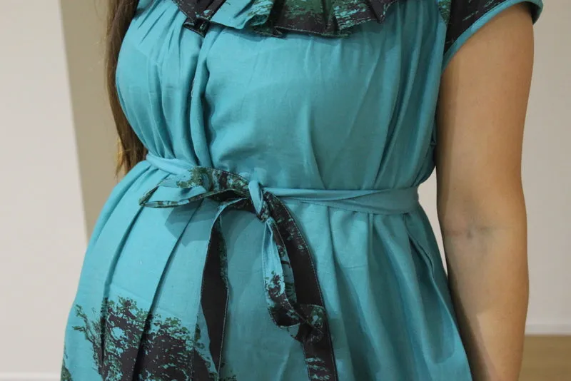 Teal Tree of Life Maxi Maternity Dress