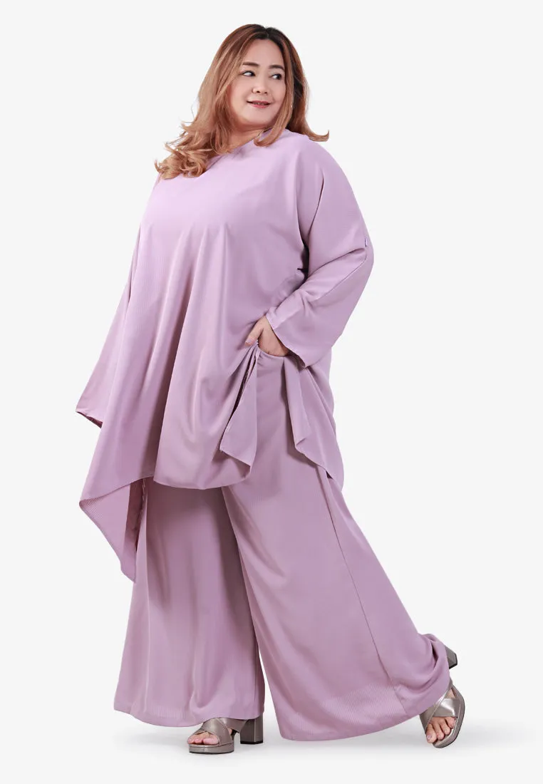 Veanna Vaccine-Friendly Sleeve Zip Kurung Pants Set - Light Pink