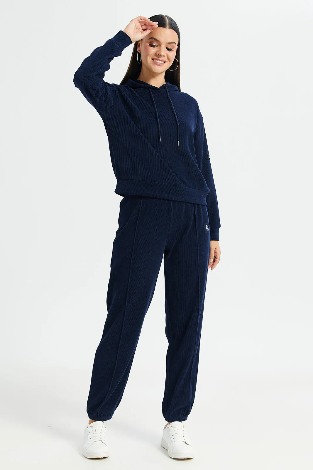 Women Navy Plain Joggers