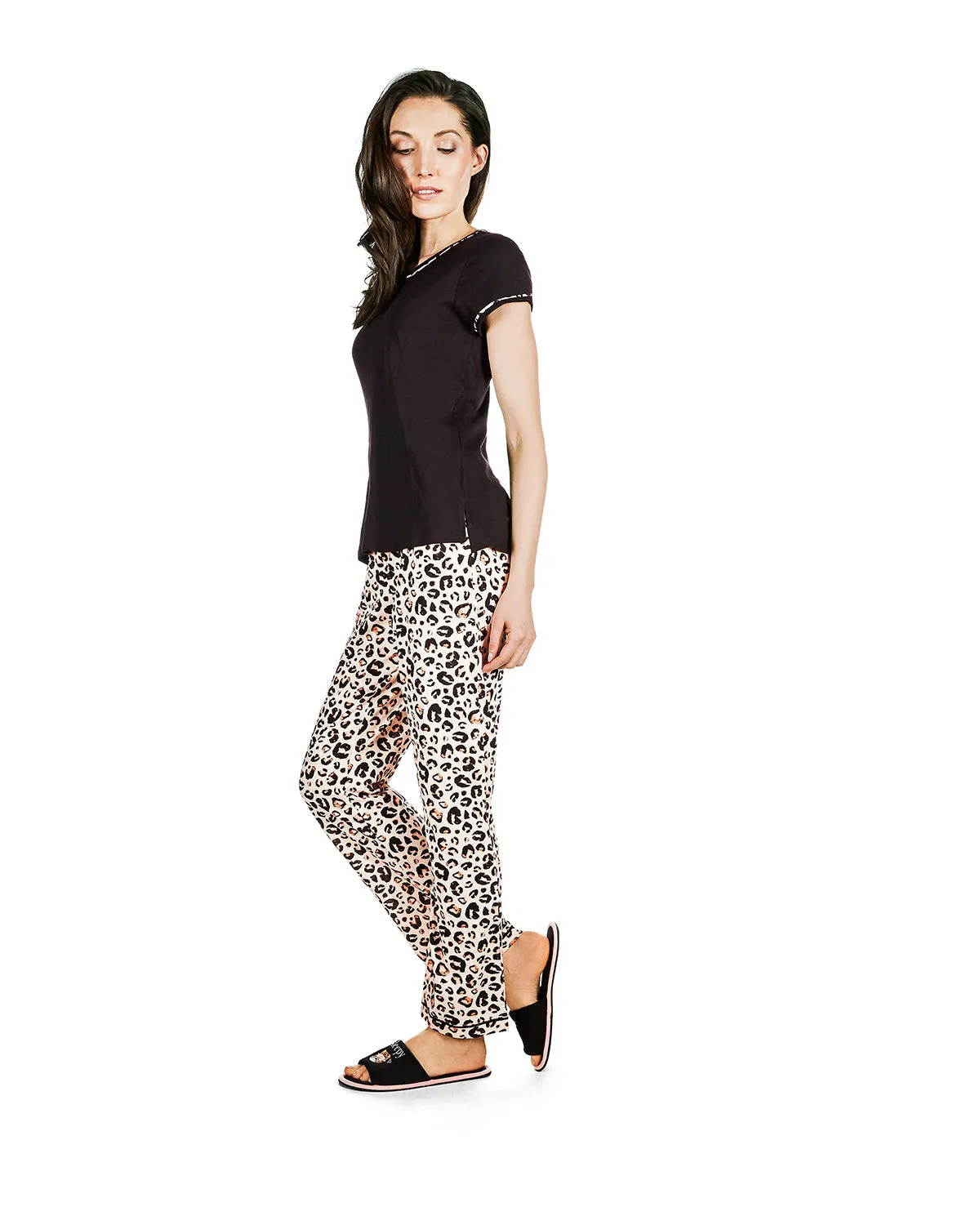 Women's Jungle Cat T-Shirt Cotton Blend Pajama Set