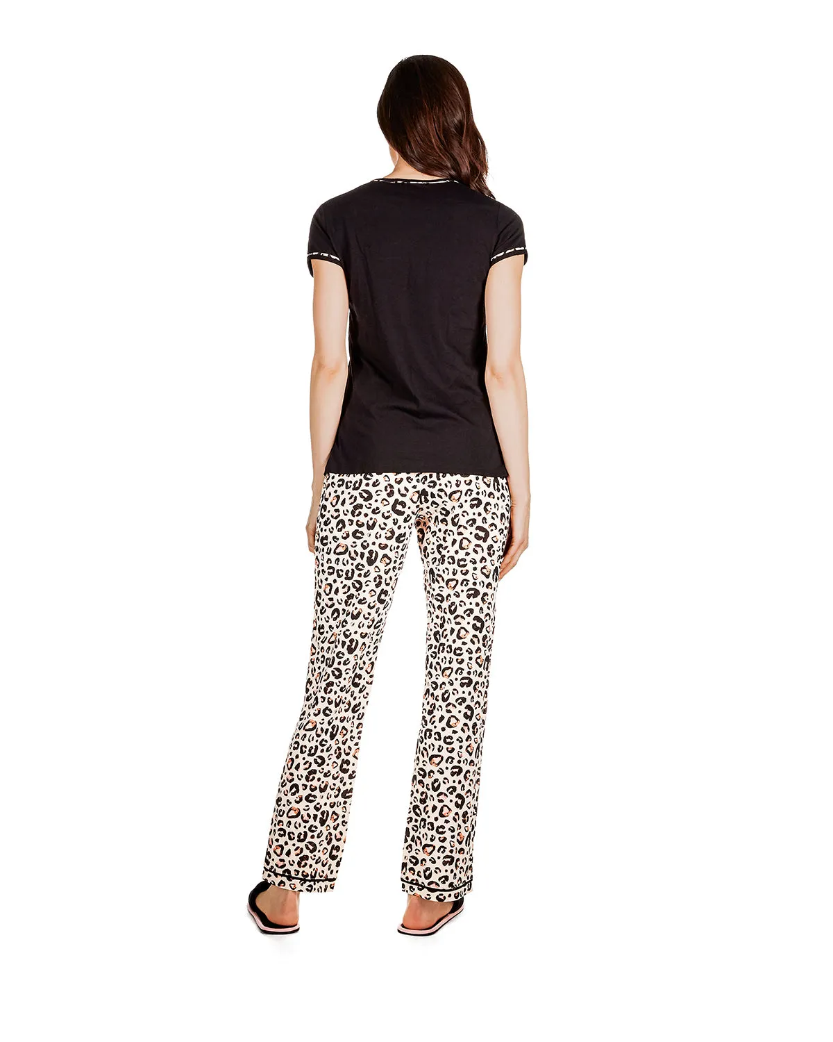 Women's Jungle Cat T-Shirt Cotton Blend Pajama Set