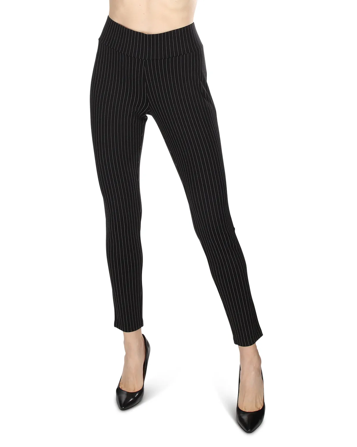 Women's Pinstripe High-Waist Straight Leg Shaping Leggings