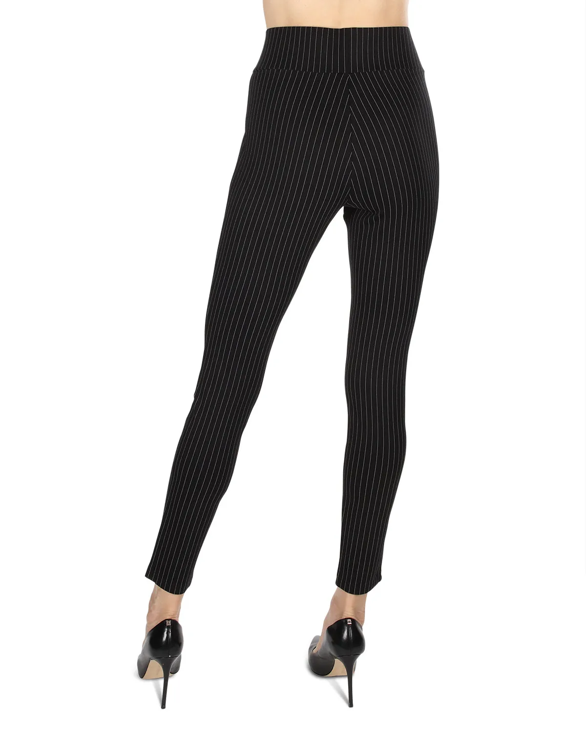 Women's Pinstripe High-Waist Straight Leg Shaping Leggings