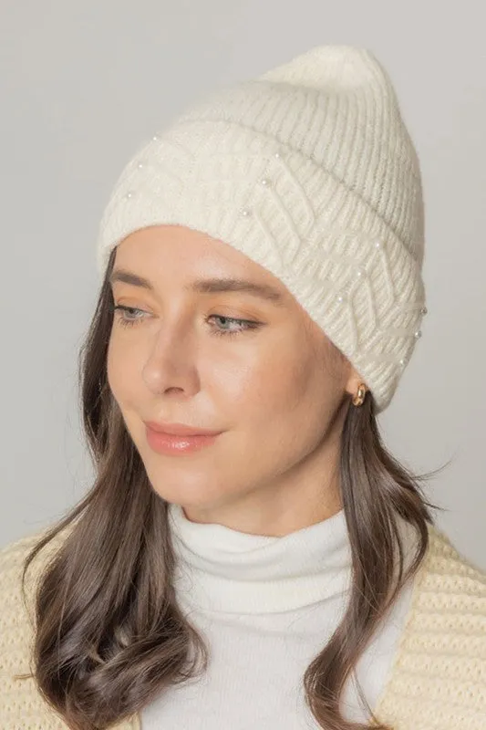 Women's Solid Color Peal Knitted Beanie Hat