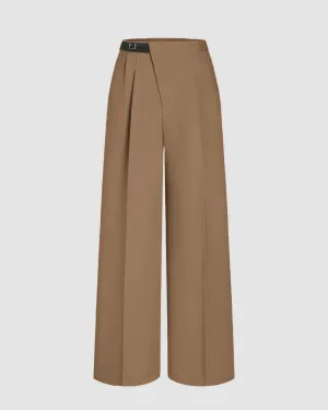 Wrapped Pleated Brown Trouser Without Belt