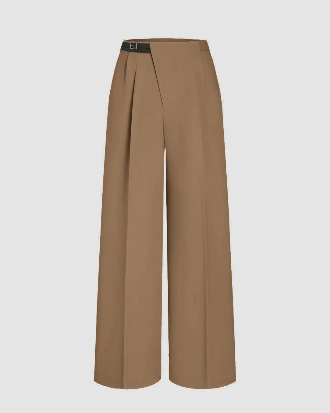 Wrapped Pleated Brown Trouser Without Belt